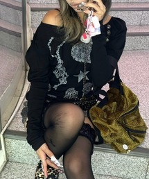 【BABY09】one-shoulder graffiti tops / 【ベイビーナイン】ワンショルダーグラフィック長袖Tシャツ
