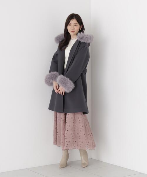 PROPORTION BODY DRESSING(プロポーションボディドレッシング)の「フードフェイクファーミドルコート / 1216252100(ステンカラーコート・レディース・ピンク/ホワイト系その他/ブラウン系その他/ダークグレー・SMALL/MEDIUM)」の5枚目の写真