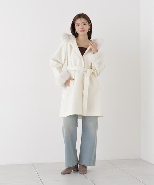 PROPORTION BODY DRESSING(プロポーションボディドレッシング)の「フードフェイクファーミドルコート / 1216252100(ステンカラーコート・レディース・ピンク/ホワイト系その他/ブラウン系その他/ダークグレー・SMALL/MEDIUM)」の14枚目の写真