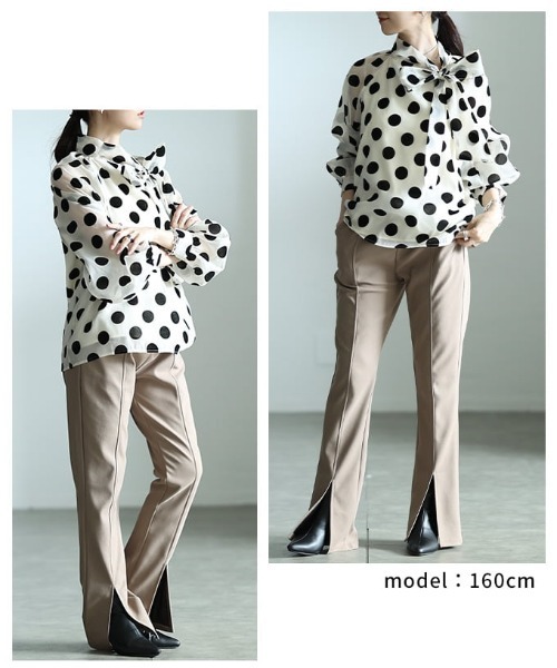Sawa a la mode(サワアラモード)の「ドット柄ボリュームスリーブブラウス(シャツ/ブラウス・レディース・オフホワイト/ブラック・FREE)」の17枚目の写真