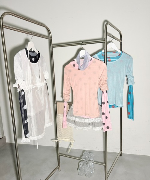 Y2K SYNAPSE FACTORY（ワイツーケー シナプスファクトリー）の「【ビックドット】シアーロングTシャツ（Tシャツ/カットソー・レディース・ブラック/ピンク/ブルー・FREE）」の10枚目の写真