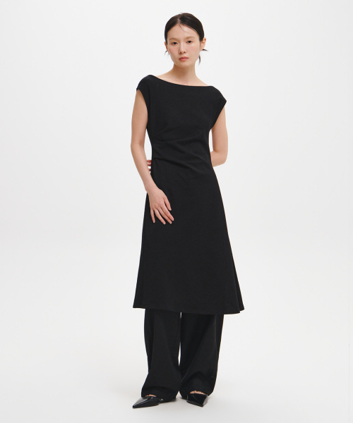 GENERAL IDEA（ジェネラルアイデア）の「アンバランスドレープジャージーワンピース [BLACK] / GF3LOP501（ワンピース・レディース・ブラック・SMALL/MEDIUM/LARGE/X-LARGE）」の4枚目の写真
