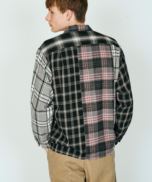 DAN RIVER(ダンリバー )の「DAN RIVER / ダンリバー DAMAGED PANEL CUTTING SHIRT フランネル パネル切り替え チェックシャツ(シャツ/ブラウス・メンズ・マスタード/ブラック/グレー・MEDIUM/LARGE/X-LARGE)」の3枚目の写真