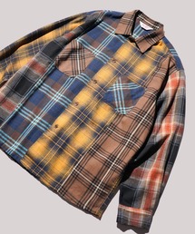 DAN RIVER / ダンリバー DAMAGED PANEL CUTTING SHIRT フランネル パネル切り替え チェックシャツ