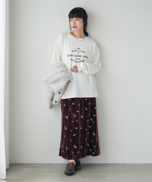 FREAK'S STORE(フリークスストア)の「フロッキープリントロンT/フロッキーロゴTシャツ(Tシャツ/カットソー・レディース・チャコール/ピンク/オフホワイト・フリ-)」の10枚目の写真