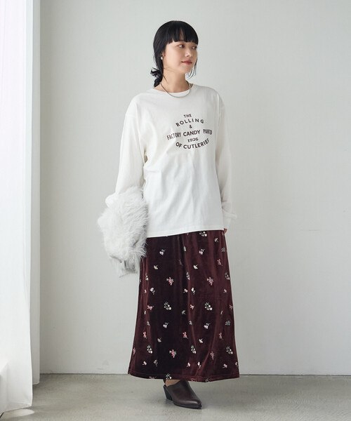 FREAK'S STORE(フリークスストア)の「フロッキープリントロンT/フロッキーロゴTシャツ(Tシャツ/カットソー・レディース・チャコール/ピンク/オフホワイト・フリ-)」の11枚目の写真