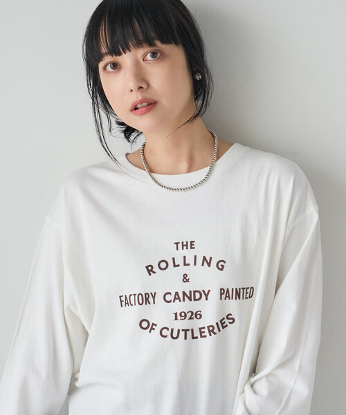 FREAK'S STORE(フリークスストア)の「フロッキープリントロンT/フロッキーロゴTシャツ(Tシャツ/カットソー・レディース・チャコール/ピンク/オフホワイト・フリ-)」の15枚目の写真