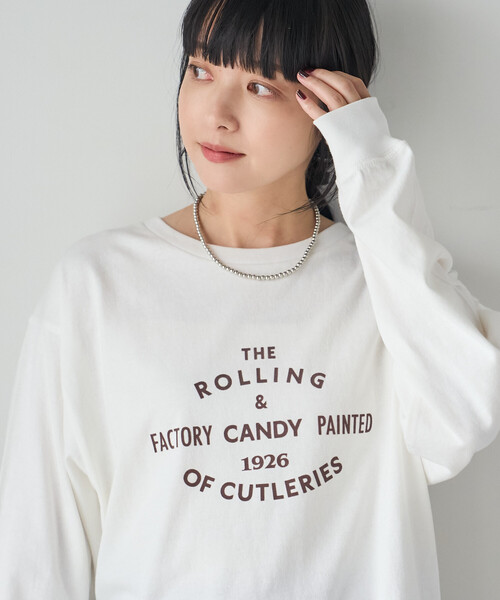 FREAK'S STORE(フリークスストア)の「フロッキープリントロンT/フロッキーロゴTシャツ(Tシャツ/カットソー・レディース・チャコール/ピンク/オフホワイト・フリ-)」の16枚目の写真