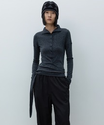 LOW CLASSIC（ロウ　クラシック）の「Button Up Wrap T-shirt Charcoal（Tシャツ/カットソー）」