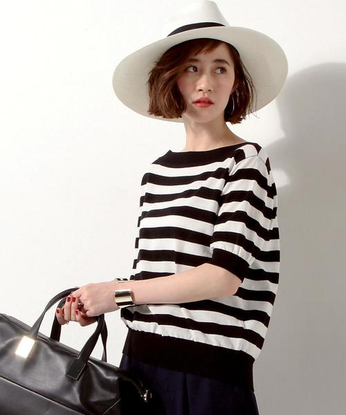UNITED ARROWS(ユナイテッドアローズ)の「UWBT CO ボートネック 5分袖ニット◆(ニット/セーター・レディース・オフホワイト/コバルトブルー/その他1・FREE)」の3枚目の写真