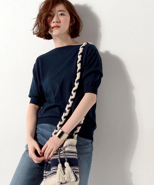 UNITED ARROWS(ユナイテッドアローズ)の「UWBT CO ボートネック 5分袖ニット◆(ニット/セーター・レディース・オフホワイト/コバルトブルー/その他1・FREE)」の2枚目の写真