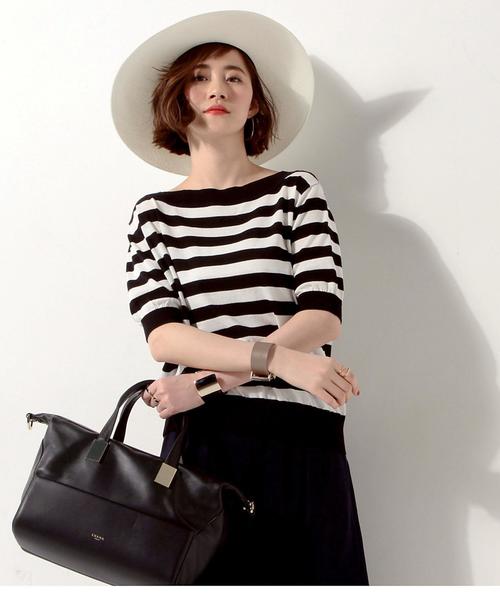 UNITED ARROWS(ユナイテッドアローズ)の「UWBT CO ボートネック 5分袖ニット◆(ニット/セーター・レディース・オフホワイト/コバルトブルー/その他1・FREE)」の4枚目の写真