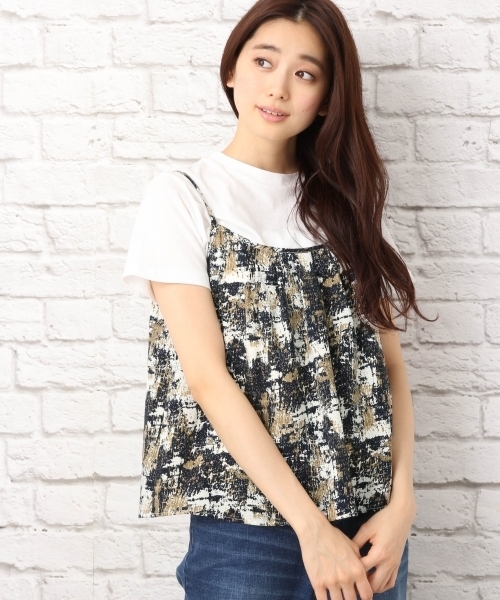 LEPSIM（レプシィム）の「タックAラインキャミソール　721952（キャミソール・レディース・ブラウン系その他/ピンク系その他/ブラック系その他/ブラック×ホワイト/ホワイト×ネイビー/ブラック/グレイッシュベージュ・FREE）」の5枚目の写真