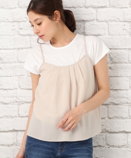 LEPSIM（レプシィム）の「タックAラインキャミソール　721952（キャミソール・レディース・ブラウン系その他/ピンク系その他/ブラック系その他/ブラック×ホワイト/ホワイト×ネイビー/ブラック/グレイッシュベージュ・FREE）」の6枚目の写真