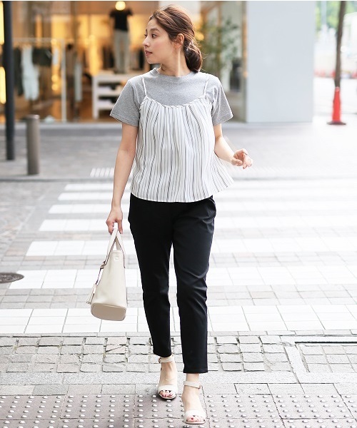 LEPSIM（レプシィム）の「タックAラインキャミソール　721952（キャミソール・レディース・ブラウン系その他/ピンク系その他/ブラック系その他/ブラック×ホワイト/ホワイト×ネイビー/ブラック/グレイッシュベージュ・FREE）」の20枚目の写真