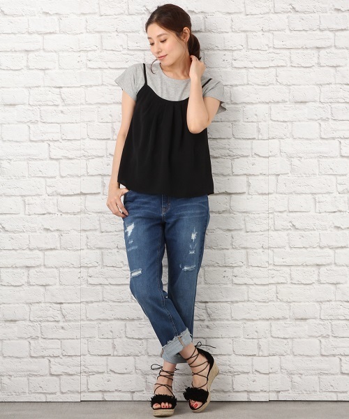 LEPSIM（レプシィム）の「タックAラインキャミソール　721952（キャミソール・レディース・ブラウン系その他/ピンク系その他/ブラック系その他/ブラック×ホワイト/ホワイト×ネイビー/ブラック/グレイッシュベージュ・FREE）」の19枚目の写真