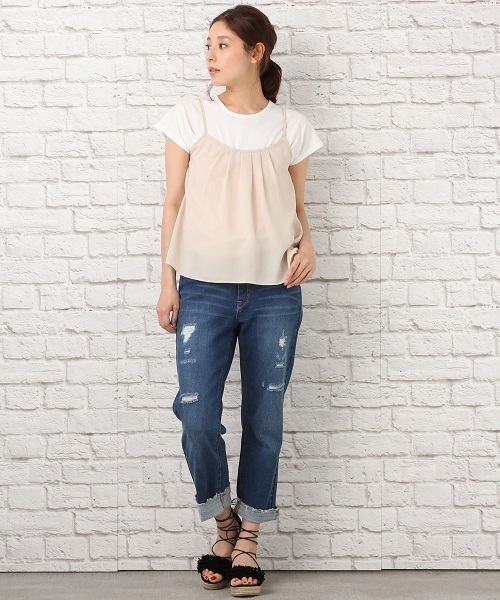 LEPSIM（レプシィム）の「タックAラインキャミソール　721952（キャミソール・レディース・ブラウン系その他/ピンク系その他/ブラック系その他/ブラック×ホワイト/ホワイト×ネイビー/ブラック/グレイッシュベージュ・FREE）」の21枚目の写真