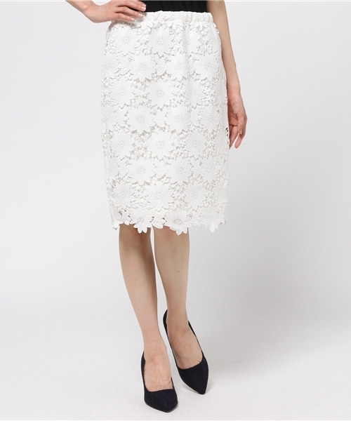 FREE'S MART（フリーズマート）の「デイジーレースミディタイトスカート（スカート・レディース・カーキ/ネイビー/ホワイト・FREE）」の2枚目の写真