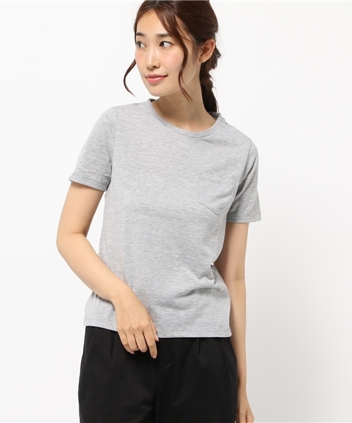 earth music&ecology（アースミュージックアンドエコロジー）の「ポケット付Ｔシャツ（Tシャツ/カットソー・レディース・オフホワイト/LT.Gray・MEDIUM/SMALL）」の2枚目の写真