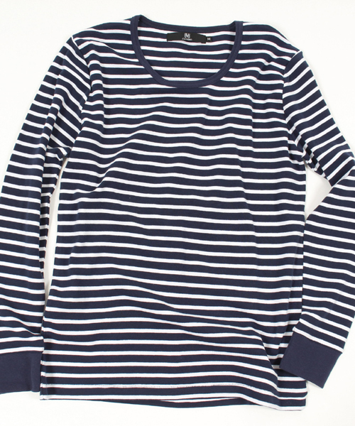 CAMBIO（カンビオ）の「mlt1680 - Span Fraise Stitch U-Neck Long Sleeve Tee（Tシャツ/カットソー・メンズ・ホワイト/ホワイト×ブラック/ホワイト×グレー/ホワイト×ネイビー/ブラック/杢グレー/ネイビー・M/L）」の17枚目の写真