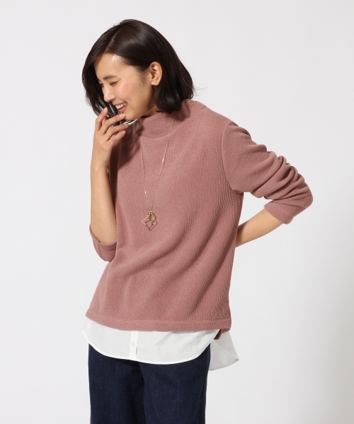 GLOBAL WORK（グローバルワーク）の「ハイネックフェイクレイヤードプルオーバー長袖/742124 （Tシャツ/カットソー・レディース・グレー/ネイビー/ブラウン/ピンク系その他・SMALL/LARGE/MEDIUM）」の4枚目の写真