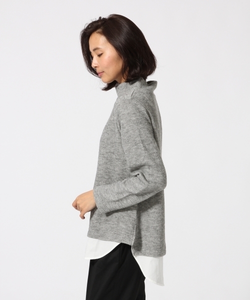 GLOBAL WORK（グローバルワーク）の「ハイネックフェイクレイヤードプルオーバー長袖/742124 （Tシャツ/カットソー・レディース・グレー/ネイビー/ブラウン/ピンク系その他・SMALL/LARGE/MEDIUM）」の6枚目の写真