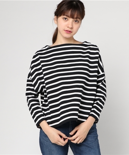 Traditional Weatherwear（トラディショナルウェザーウェア）の「BMB（ビッグマリン ボートネック シャツ）（Tシャツ/カットソー・レディース・ホワイト×ブルー/グレー系その他/ブルー系その他2/ホワイト×ネイビー/ブルー系その他/ベージュ系その他/ブラック×ホワイト/ホワイト×ブラック/ブルー系その他3・SMALL）」の5枚目の写真