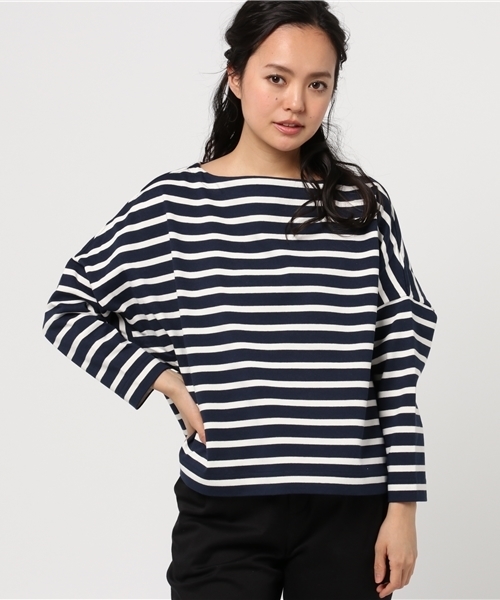 Traditional Weatherwear（トラディショナルウェザーウェア）の「BMB（ビッグマリン ボートネック シャツ）（Tシャツ/カットソー・レディース・ホワイト×ブルー/グレー系その他/ブルー系その他2/ホワイト×ネイビー/ブルー系その他/ベージュ系その他/ブラック×ホワイト/ホワイト×ブラック/ブルー系その他3・SMALL）」の8枚目の写真