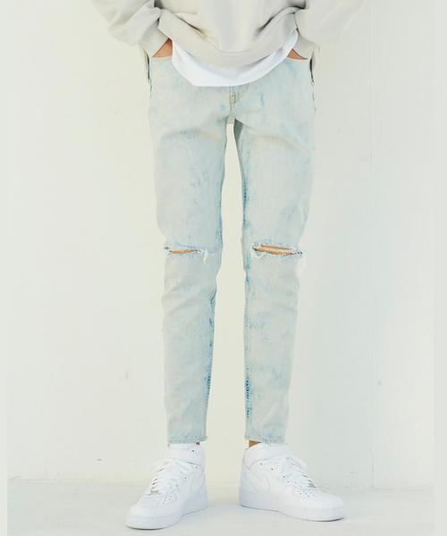 MONKEY TIME（モンキータイム）の「＜monkey time＞ DSTRSD BLEACH DENIM SKINNY/デニムパンツ（デニムパンツ・メンズ・ホワイト・LARGE/MEDIUM/X-LARGE/SMALL）」の4枚目の写真