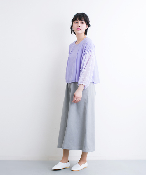 merlot plus(メルロープリュス)の「ドット刺繍スリーブシフォンブラウス5960(シャツ/ブラウス・レディース・ブラック/オフホワイト/ネイビー/ラベンダー・FREE)」の10枚目の写真
