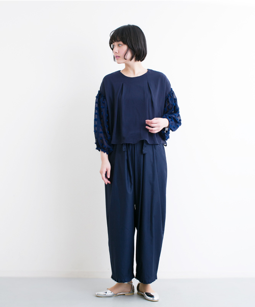 merlot plus(メルロープリュス)の「ドット刺繍スリーブシフォンブラウス5960(シャツ/ブラウス・レディース・ブラック/オフホワイト/ネイビー/ラベンダー・FREE)」の12枚目の写真