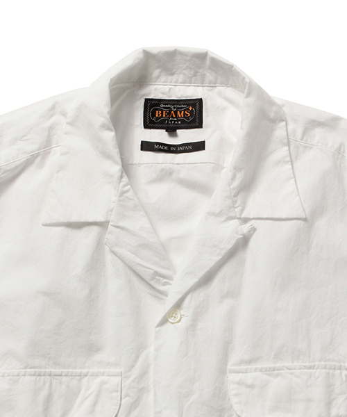 BEAMS PLUS（ビームスプラス）の「BEAMS PLUS / ピマコットン オープンカラー半袖シャツ（シャツ/ブラウス・メンズ・ホワイト・MEDIUM/SMALL/LARGE/X-LARGE）」の2枚目の写真