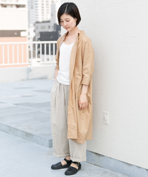 かぐれ（カグレ）の「かぐれ ビッグシャツワンピース（シャツワンピース・レディース・その他1/その他2/ベージュ/ネイビー・FREE）」の2枚目の写真