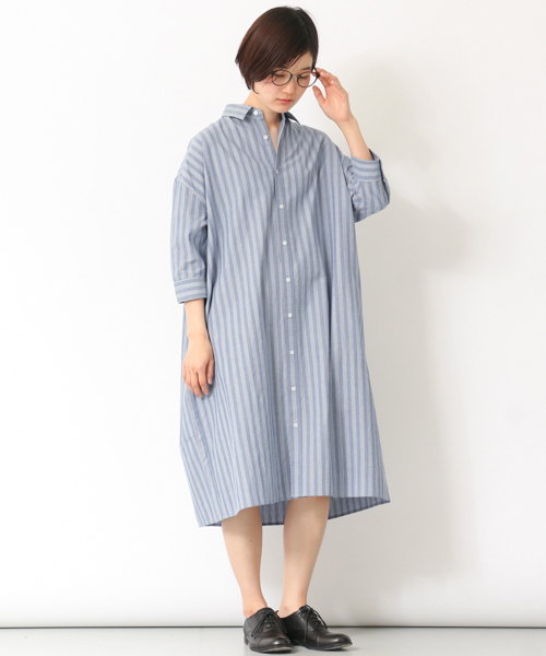 かぐれ（カグレ）の「かぐれ ビッグシャツワンピース（シャツワンピース・レディース・その他1/その他2/ベージュ/ネイビー・FREE）」の18枚目の写真