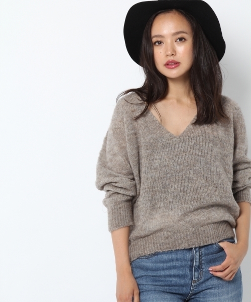 laboratory work（ラボラトリーワーク）の「【佐藤繊維】ミックスブラッシュVネックPO【JAPAN MADE】（ニット/セーター・レディース・チャコールグレー/ベージュ/ネイビー・MEDIUM）」の16枚目の写真