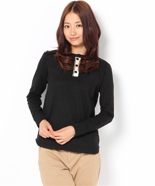 BEAMS BOY（ビームスボーイ）の「○BEAMS BOY / 天竺 ヘンリー ロングスリーブ（Tシャツ/カットソー・レディース・ナチュラル/ライトグレー/ブラック/ネイビー・ONE SIZE）」の2枚目の写真