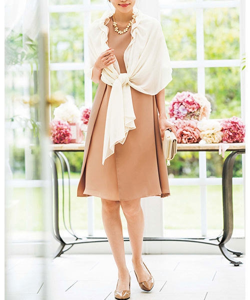 GeeRA（ジーラ）の「【セレモニー・パーティー・結婚式・二次会・謝恩会など】ズレ落ちないショール付バックプリーツドレス（ドレス・レディース・ピンク・7号/9号/11号/13号）」の16枚目の写真