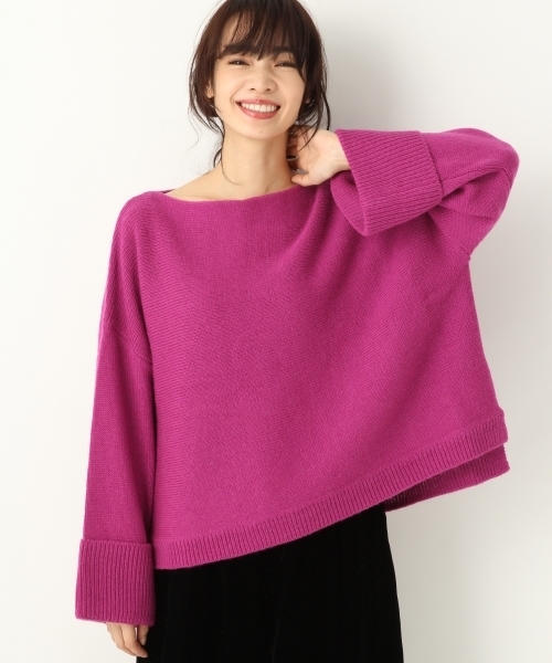 A part by(アパートバイ)の「5GWAルーズボートネックニットPO 774179 (ニット/セーター・レディース・チャコールグレー/パープル/オフホワイト/ブルー・FREE)」の4枚目の写真