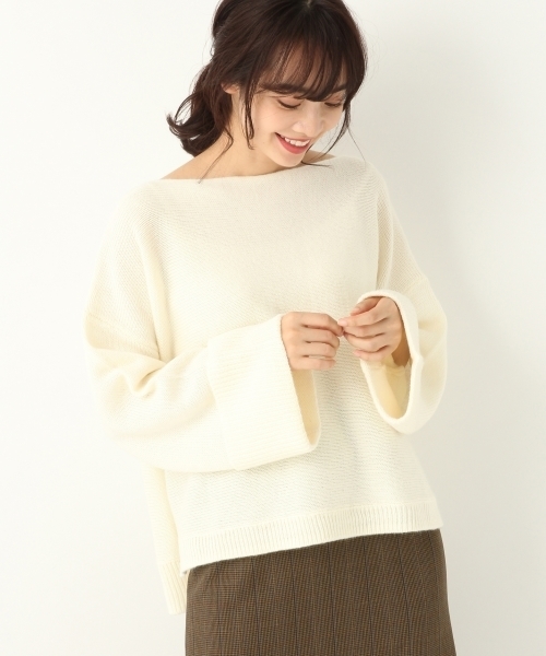 A part by(アパートバイ)の「5GWAルーズボートネックニットPO 774179 (ニット/セーター・レディース・チャコールグレー/パープル/オフホワイト/ブルー・FREE)」の2枚目の写真