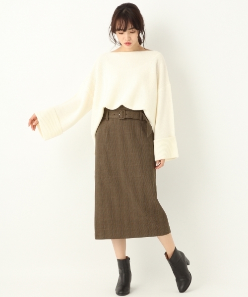 A part by(アパートバイ)の「5GWAルーズボートネックニットPO 774179 (ニット/セーター・レディース・チャコールグレー/パープル/オフホワイト/ブルー・FREE)」の5枚目の写真