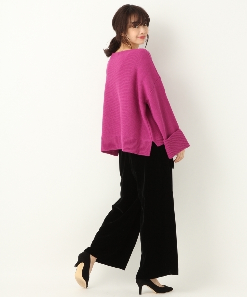 A part by(アパートバイ)の「5GWAルーズボートネックニットPO 774179 (ニット/セーター・レディース・チャコールグレー/パープル/オフホワイト/ブルー・FREE)」の8枚目の写真