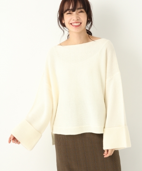 A part by(アパートバイ)の「5GWAルーズボートネックニットPO 774179 (ニット/セーター・レディース・チャコールグレー/パープル/オフホワイト/ブルー・FREE)」の9枚目の写真