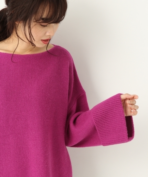 A part by(アパートバイ)の「5GWAルーズボートネックニットPO 774179 (ニット/セーター・レディース・チャコールグレー/パープル/オフホワイト/ブルー・FREE)」の14枚目の写真
