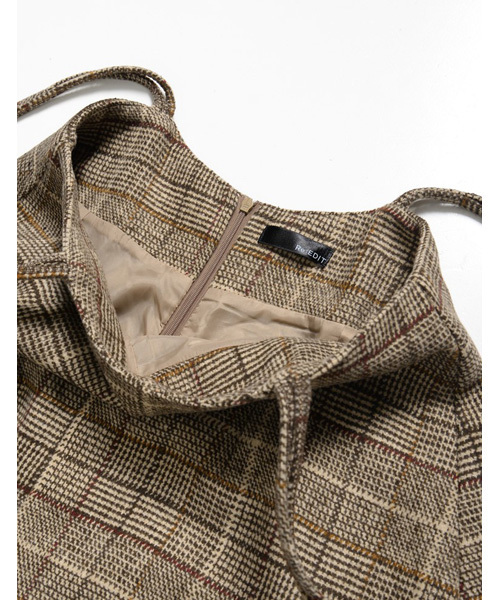 Re:EDIT（リエディ）の「チェック柄サスペンダーワイドパンツ（その他パンツ・レディース・ブラック/ブラウン・LARGE/MEDIUM）」の5枚目の写真