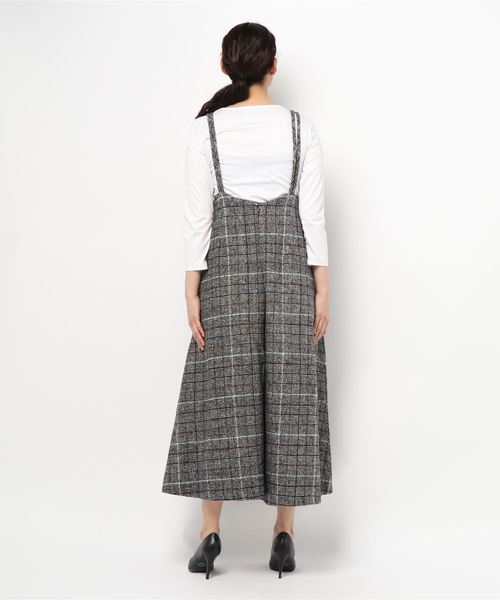 Re:EDIT（リエディ）の「チェック柄サスペンダーワイドパンツ（その他パンツ・レディース・ブラック/ブラウン・LARGE/MEDIUM）」の13枚目の写真