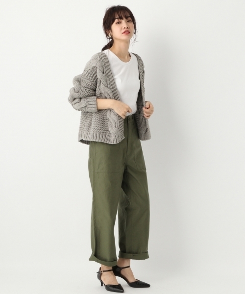 A part by(アパートバイ)の「HAND/CoAcケーブルカーディガン 781109 (カーディガン/ボレロ・レディース・ホワイト/ベージュ/グレー・FREE)」の5枚目の写真