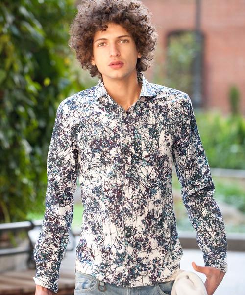 Buffalo Bobs（バッファローボブズ）の「PRIMAVERA(プリマベーラ)ホリゾンタルカラー 花柄 シャツ（シャツ/ブラウス・メンズ・パープル/ネイビー/サックスブルー/ピンク/イエロー/ブルー・2-3/1-2）」の4枚目の写真