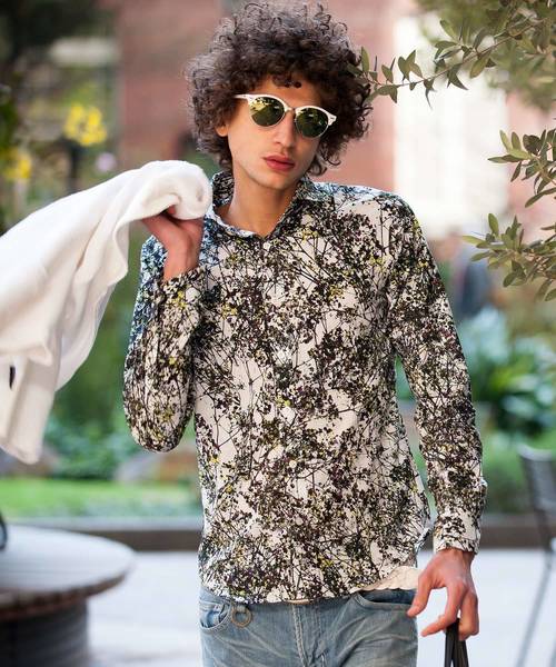 Buffalo Bobs（バッファローボブズ）の「PRIMAVERA(プリマベーラ)ホリゾンタルカラー 花柄 シャツ（シャツ/ブラウス・メンズ・パープル/ネイビー/サックスブルー/ピンク/イエロー/ブルー・2-3/1-2）」の5枚目の写真