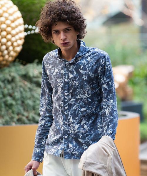 Buffalo Bobs（バッファローボブズ）の「PRIMAVERA(プリマベーラ)ホリゾンタルカラー 花柄 シャツ（シャツ/ブラウス・メンズ・パープル/ネイビー/サックスブルー/ピンク/イエロー/ブルー・2-3/1-2）」の7枚目の写真