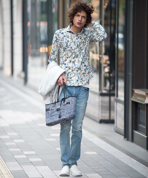 Buffalo Bobs（バッファローボブズ）の「PRIMAVERA(プリマベーラ)ホリゾンタルカラー 花柄 シャツ（シャツ/ブラウス・メンズ・パープル/ネイビー/サックスブルー/ピンク/イエロー/ブルー・2-3/1-2）」の9枚目の写真